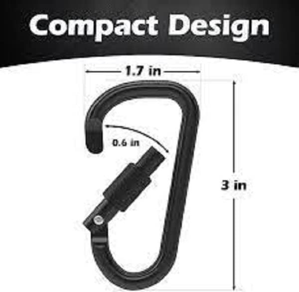Gold Lion Gear Aluminium karabijnhaak, pack met D-vorm haak, sleutelhangerclip, sleutelhanger met geveerde sluiting, cliphaak met schroefsluiting -Pakket karabijnhaken in verschillende kleuren (zwart, 5 karabijnhaken met vergrendeling)