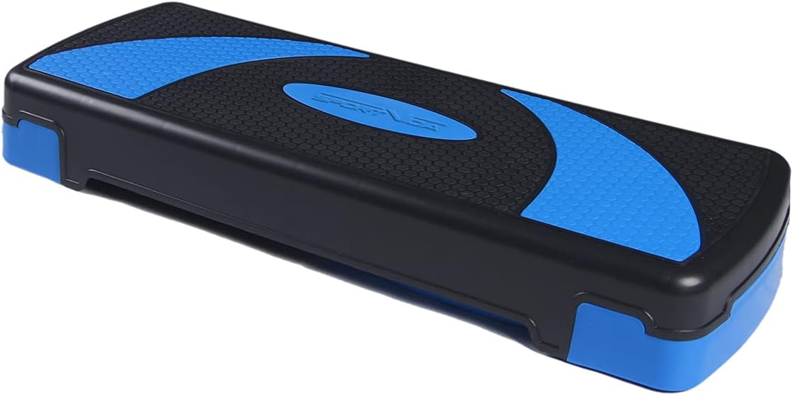 SportVida Stepbank voor aerobics – stepper voor thuis training – stepper fitness – fitnessapparatuur voor sportschool – Step Bench in hoogte verstelbaar – vele varianten (blauw 3-traphoogtes) - 2de kans