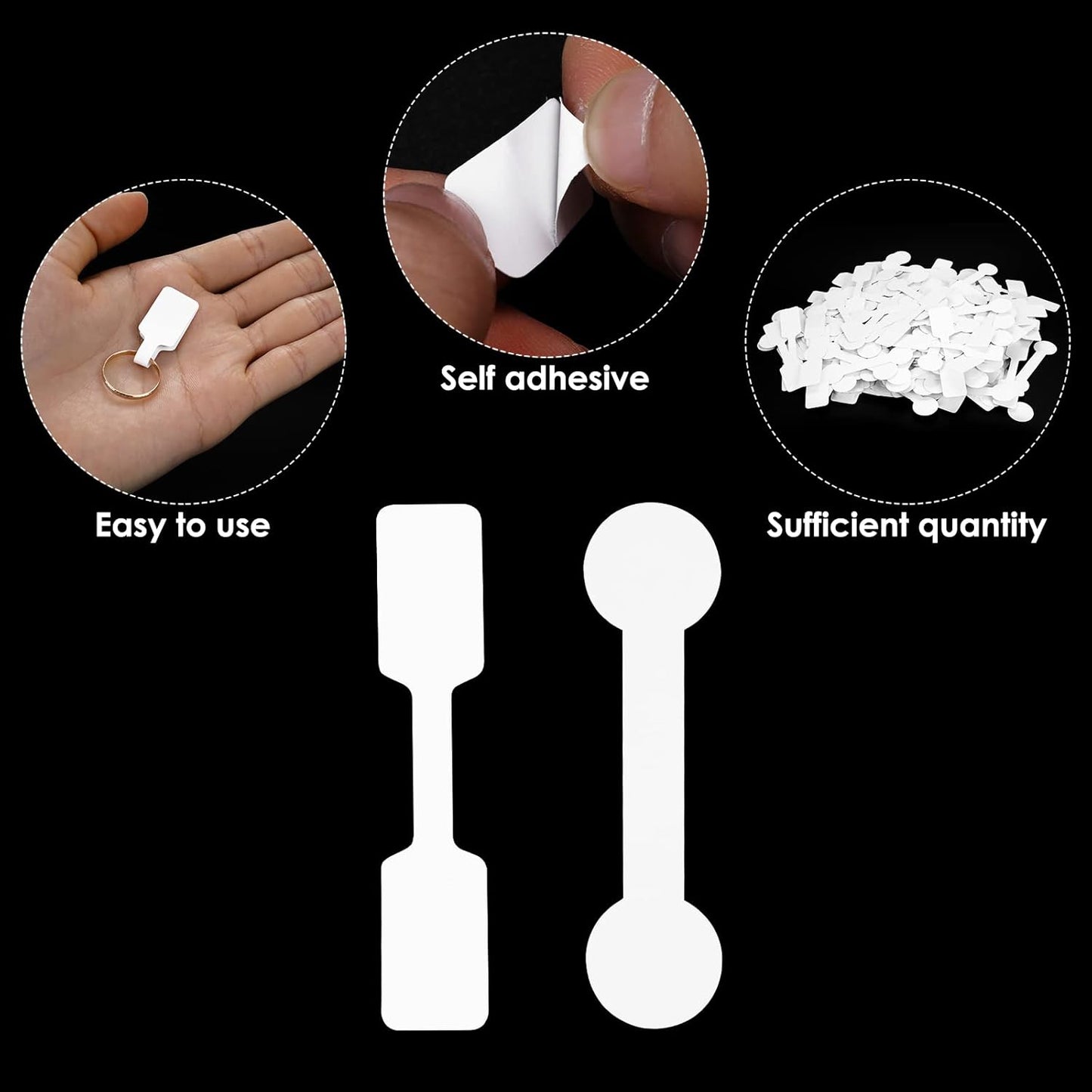 600 Stuks Blanco Sieraden Prijs Stickers Zelfklevende Witte Sieraden Prijskaartjes Rechthoek Ronde Korte Halter Prijsetiketten voor Ketting Oorbel Ring Sieraden Display