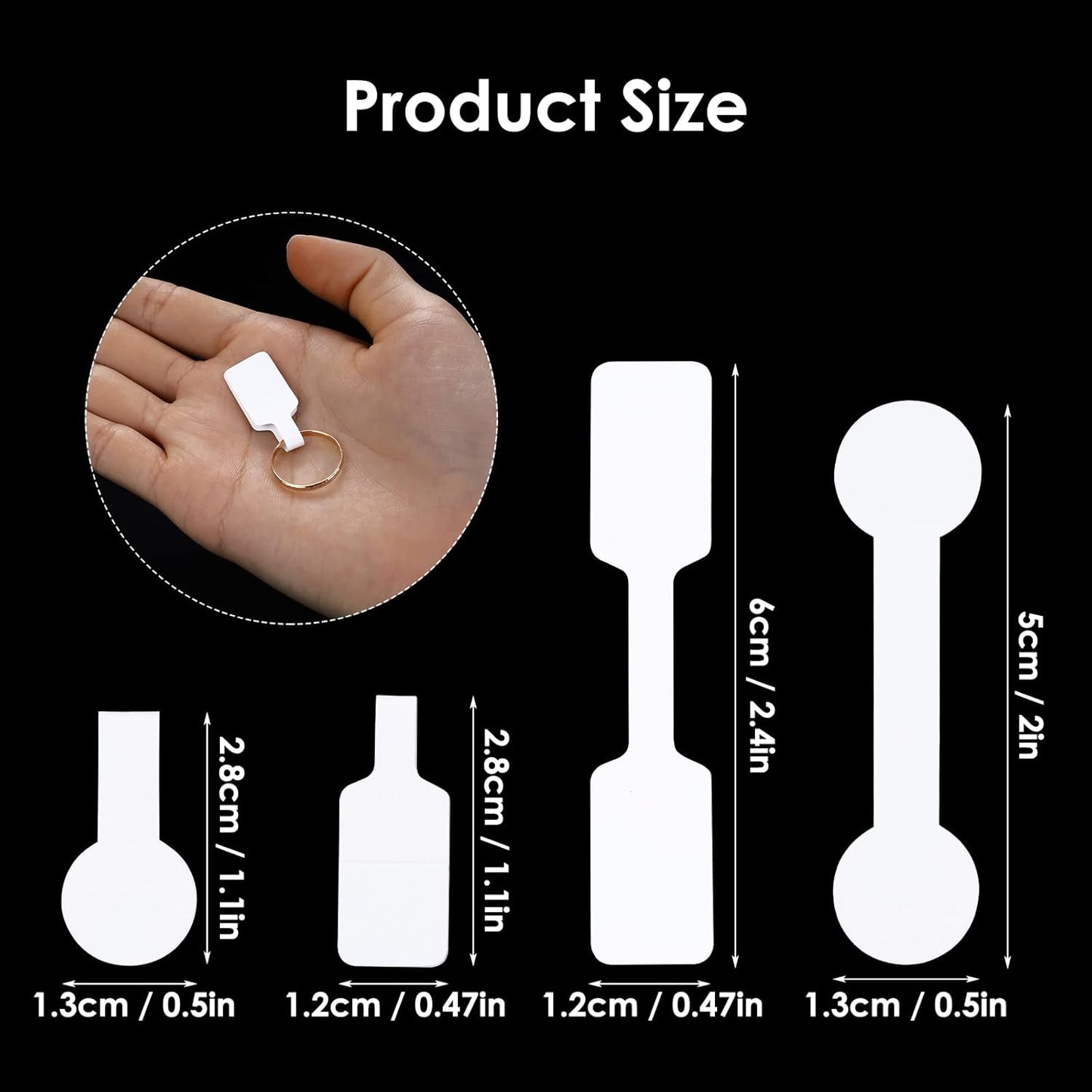 600 Stuks Blanco Sieraden Prijs Stickers Zelfklevende Witte Sieraden Prijskaartjes Rechthoek Ronde Korte Halter Prijsetiketten voor Ketting Oorbel Ring Sieraden Display