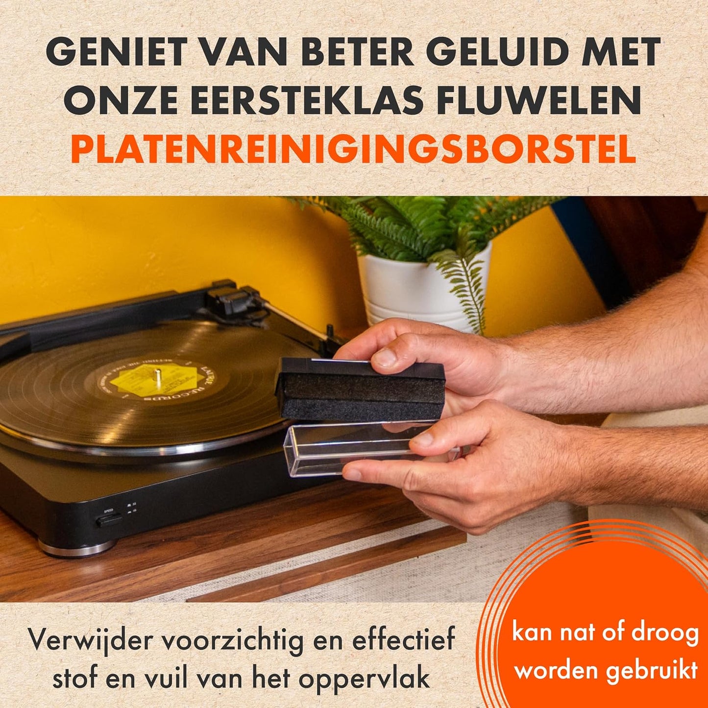 Antistatische Vinyl Borstel Set Door SPINCARE | Reinigingsbekleding Van Fluweel Voor Vinylplaatreiniging Incl. Stylus Naaldborstel | Velvet Record Cleaning Brush