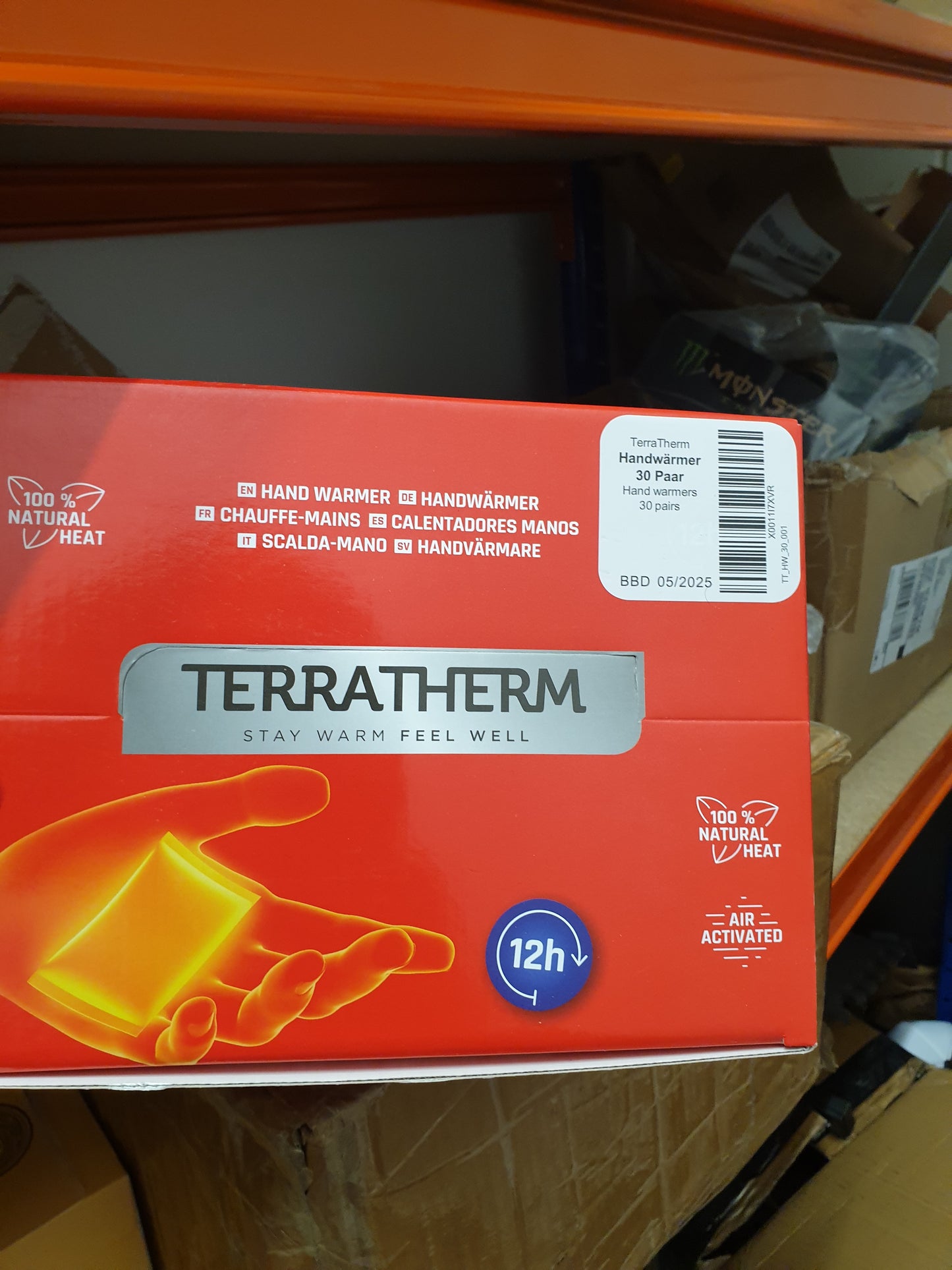 TerraTherm Handenwarmers - 25 paar - zakverwarmers gedurende 12 uur warme handen, warmtepads handen door de lucht geactiveerd, 100% natuurlijke warmte, vingerverwarmers - 2de kans