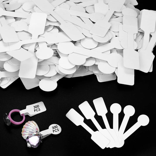 600 Stuks Blanco Sieraden Prijs Stickers Zelfklevende Witte Sieraden Prijskaartjes Rechthoek Ronde Korte Halter Prijsetiketten voor Ketting Oorbel Ring Sieraden Display