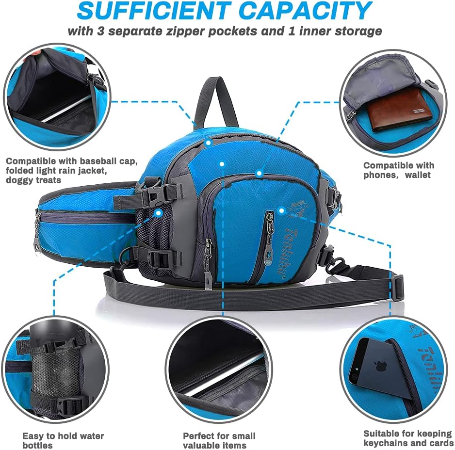 BestFire/Tanihua draagbare wandel-heuptas Waterdichte nylon heuptas Hardlopen Wandel-heuptas Multifunctionele bidonhouder Looptas voor buitenshuis reizen (blue)