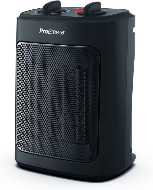 Pro Breeze Keramische Ventilatorkachel 2000W – Elektrische Verwarming met Automatische Oscillatie, Overhittingbescherming en 3 Warmtestanden - Fan Heater - Zwart