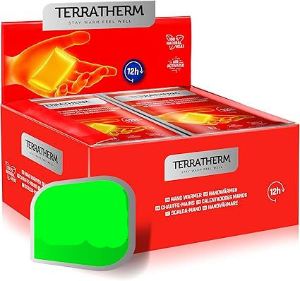 TerraTherm Handenwarmers - 25 paar - zakverwarmers gedurende 12 uur warme handen, warmtepads handen door de lucht geactiveerd, 100% natuurlijke warmte, vingerverwarmers - 2de kans