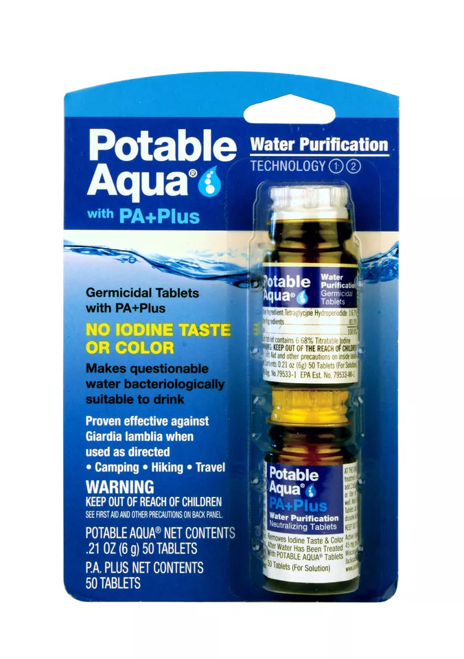 Potable Aqua Waterzuiveringstabletten met PA+Plus – 50 Tabletten